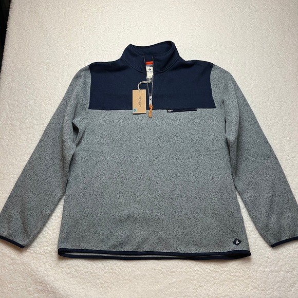 SPERRY RX FLEECE PULLOVER STS21920 GREY XL 1/4 ZIP POCKET MEN'S SWEATER - Picture 2 of 10